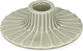 Kandelaar, porselein, geschulpt, lichtgroen, Ø10,2 cm x 3,2 cm