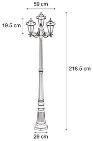Klassieke buiten lantaarn donker groen 217cm 3-lichts IP44 - New Haven Klassiek / Antiek E27 IP44 Buitenverlichting