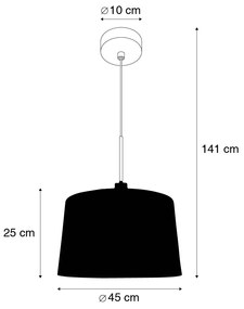 Stoffen Eettafel / Eetkamer Moderne hanglamp zwart met kap 45 cm wit - Combi 1 Design, Modern E27 rond Binnenverlichting Lamp