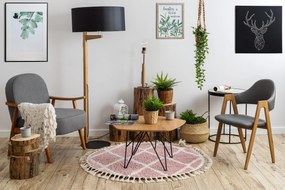 Tapijt BERBER TROIK A0010 ROND rozekleuring  / witrand ,  Barber , marokkaanse shaggy