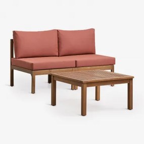 Tuinset Met 2-delige Modulaire Bank En Salontafel Van Acaciahout Branson Terracotta - Acaciabruin - Sklum