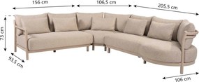 Hoek loungeset 6 personen Aluminium Zand/Beige  4 Seasons Outdoor Mykonos