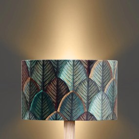 Tafellamp hout met ovale velours kap blad Design 25cm - Mels Landelijk, Klassiek / Antiek E27 rond Binnenverlichting Lamp