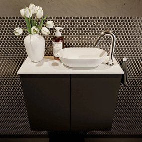 Mondiaz Fowy toiletmeubel 60cm urban met witte waskom rechts en kraangat