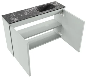 Mondiaz Ture DLux toiletmeubel 80cm greey met wastafel lava rechts met kraangat