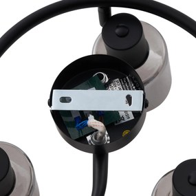 Moderne plafondlamp zwart met smoke glas wokkel 3-lichts - Cilin