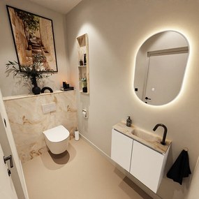 Mondiaz Ture DLux toiletmeubel 60cm talc met wastafel frappe rechts met kraangat