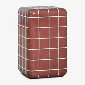 Set Van 2 Vierkante Nachtkastjes 30x30 Cm In Cement En Glasvezel Eleonor Rood – Baksteen - Sklum