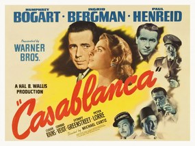 Kunstdruk Casablanca (Vintage Cinema / Retro Theatre Poster), (40 x 30 cm)