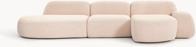 Modulaire bouclé hoekbank Wolke (4-zits) met chaise longue