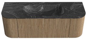 Mondiaz Kurve-dlux 130cm badmeubel ronding links/rechts dusk met 1 lade en 2 deuren en wastafel big small midden zonder kraangat lava