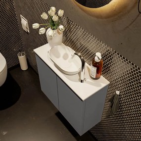 Mondiaz Fowy toiletmeubel 60cm dark grey met witte waskom midden en kraangat