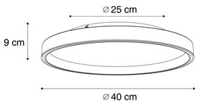 Design plafondlamp zwart met goud 40cm incl. LED 3-way switch - Ingo Design rond Binnenverlichting Lamp