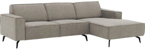 Goossens Hoekbank Hercules grijs, microvezel, 2,5-zits, modern design met chaise longue rechts