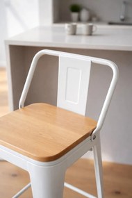 Kruk Torix met rugleuning van natuurlijk hout