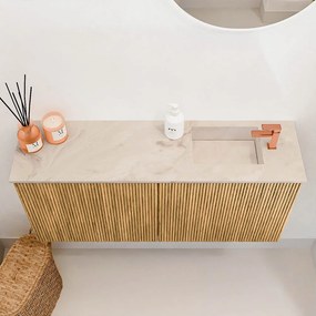 Mondiaz Joya DLux 90cm toiletmeubel oak met wastafel faye rechts 1 kraangat frappe
