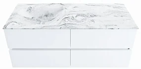 Mondiaz Vica DLux badmeubel 120cm talc 4 lades met wastafel glace links zonder kraangat