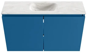 Mondiaz Ture DLux toiletmeubel 80cm jeans met wastafel ostra midden met kraangat
