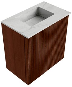 Mondiaz Joya DLux 40cm toiletmeubel ruby met wastafel faye midden zonder kraangat opalo