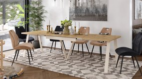 AVERY Eikenhout Artisan/onderkant beige - LOFT/INDUSTRIËLE TAFEL VOOR WOONKAMER / EETKAMER UITKLAPBAAR TOT 290 cm!