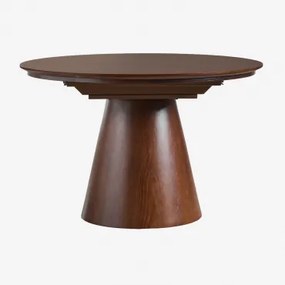 Ovale Eettafel Uitschuifbaar In Mdf En Montana Eiken Fineer Donker Hout & 120 - 160 X 105 Cm - Sklum