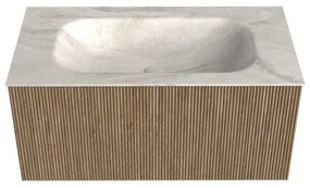 Mondiaz Kurve-dlux 90cm badmeubel dusk met 1 lade en wastafel big small midden zonder kraangat ostra