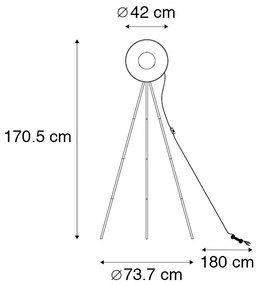 Vloerlamp zwart met goud 42 cm verstelbaar tripod - Magnax Industriele / Industrie / Industrial E27 Binnenverlichting Lamp