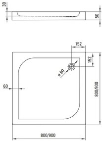 Plazan Curve douchebak 90x90cm vierkant