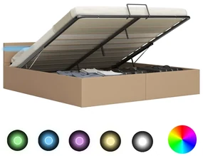 vidaXL Bedframe met opslag en LED kunstleer cappuccino 180x200 cm