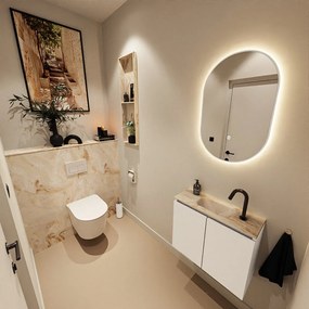 Mondiaz Ture DLux toiletmeubel 60cm talc met wastafel frappe midden met kraangat