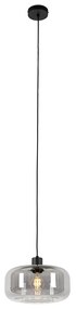 Art deco hanglamp zwart met smoke glas - Bizle