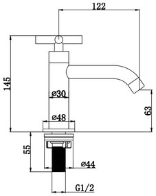 Differnz Force fonteinset keramiek met frame en kruiskraan chroom