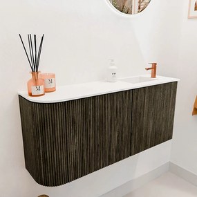 Mondiaz Joya 90cm toiletmeubel ronding links shadow met wastafel faye rechts 1 kraangat talc
