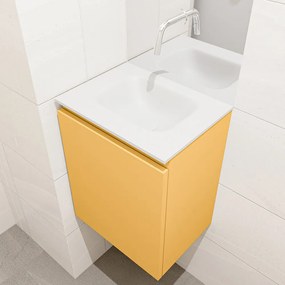 Mondiaz Olan 40cm toiletmeubel ocher met wastafel talc midden geen kraangat