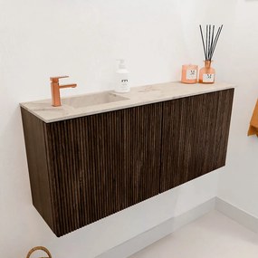 Mondiaz Joya DLux 90cm toiletmeubel walnut met wastafel faye links 1 kraangat frappe