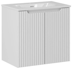 Comad Nova White badkamermeubel 60x40cm wit met 2 deuren en wastafel 1 kraangat