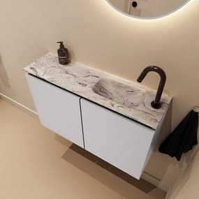 Mondiaz Ture DLux toiletmeubel 80cm cale met wastafel glace rechts met kraangat