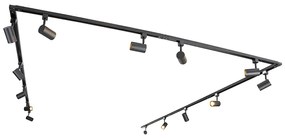 Modern railsysteem met 14 spots zwart 1-fase  - Iconic Jeana