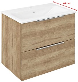 Sapho Cirasa Compact badmeubel 60cm eiken met witte wastafel