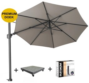 Challenger T2 premium zweefparasol 350 cm  rond manhattan met 90 KG voet en hoes