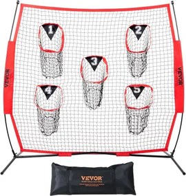 VEVOR 246 x 150,5 x 250 cm voetbaltrainer werpnet, trainingswerpnet met 5 doelvakken, knooploos net, inclusief boogframe en draagbare draagtas, QB-werpnauwkeurigheid