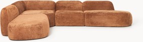 XL modulaire teddy bouclé hoekbank Wolke (4-zits) met chaise longue