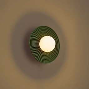 Retro plafondlamp groen met opaal glas - Lila