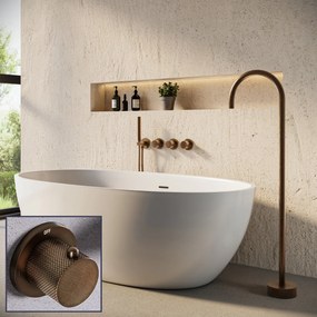 Saniclear Plus Curved inbouw badkraan met vrijstaande uitloop en staafhanddouche verouderd messing