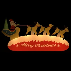 vidaXL Kerstdecoratie kerstman en rendieren opblaasbaar LED 145 cm