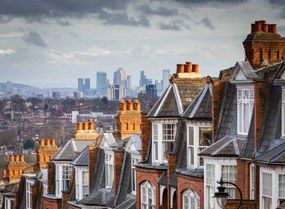 Kunstfotografie View across city of London from Muswell Hill, coldsnowstorm, (40 x 30 cm)