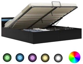 vidaXL Bedframe met opslag hydraulisch LED kunstleer zwart 180x200 cm