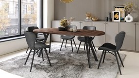 ALDO 100 Eiken Bruin/Zwarte poten - RONDE LOFT/INDUSTRIËLE TAFEL VOOR WOONKAMER/EETKAMER, UITSCHUIFBAAR