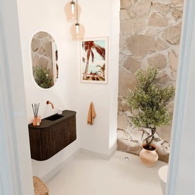 Mondiaz Joya 75cm toiletmeubel ronding links/rechts walnut met wastafel faye midden zonder kraangat urban