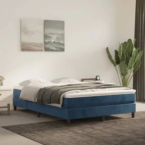 vidaXL Boxspringframe fluweel donkerblauw 140x200 cm
